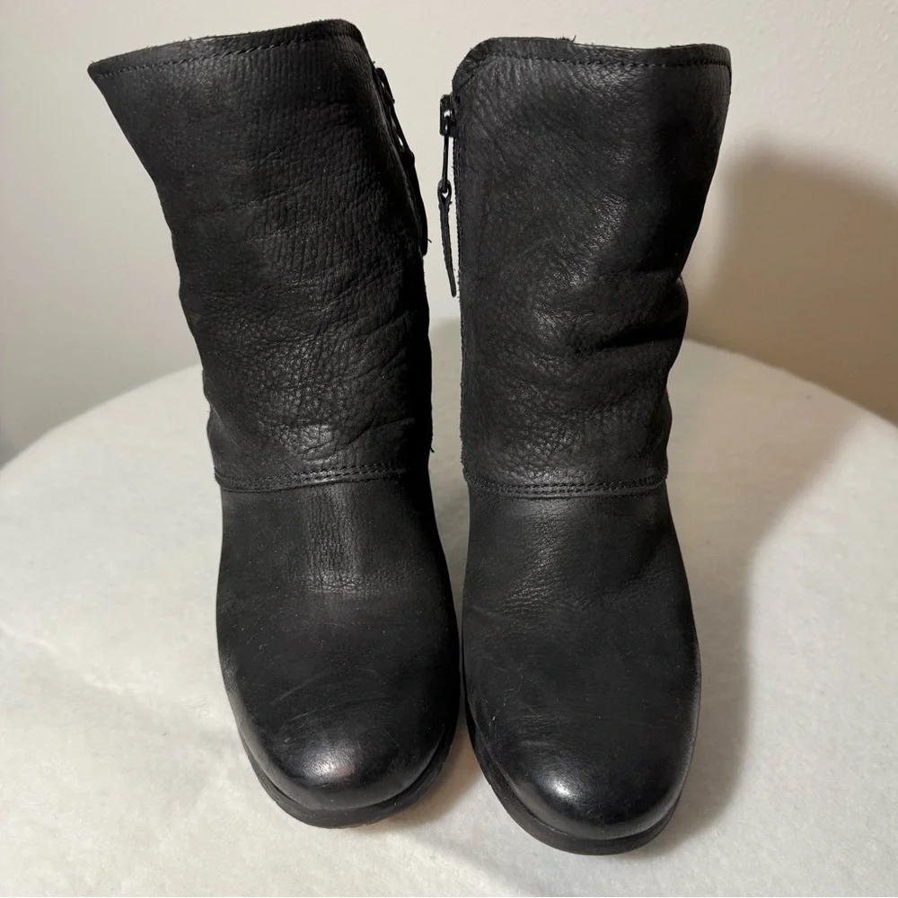 Miz Mooz Black Leather Heeled Boots Women’s Size 38 (7.5 IS) - Picture 6 of 11